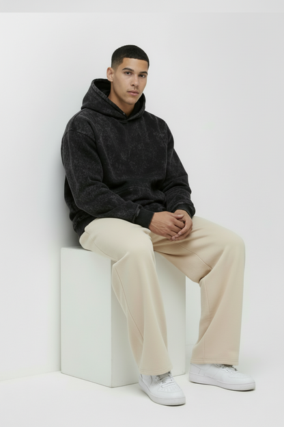 Oversized Stone Wash Heavyweight Hoodie | Vintage Streetwear Fit (No Drawstrings)