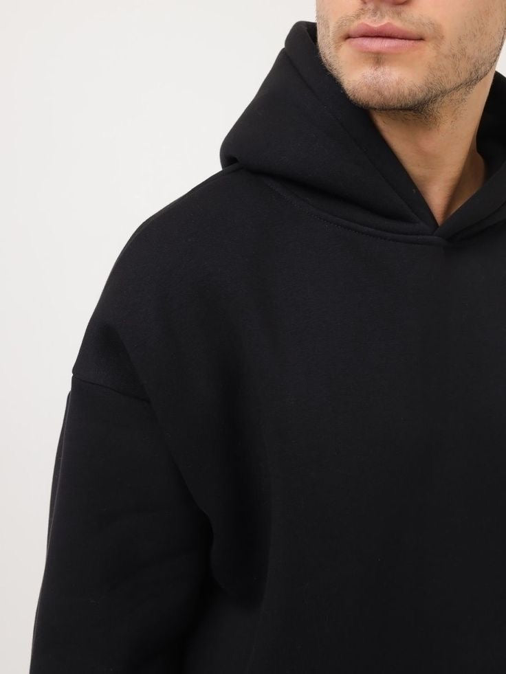 The Essential Black Oversized Hoodie | Premium Heavyweight Blank