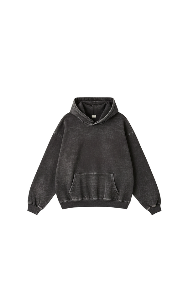 Oversized Stone Wash Heavyweight Hoodie | Vintage Streetwear Fit (No Drawstrings)