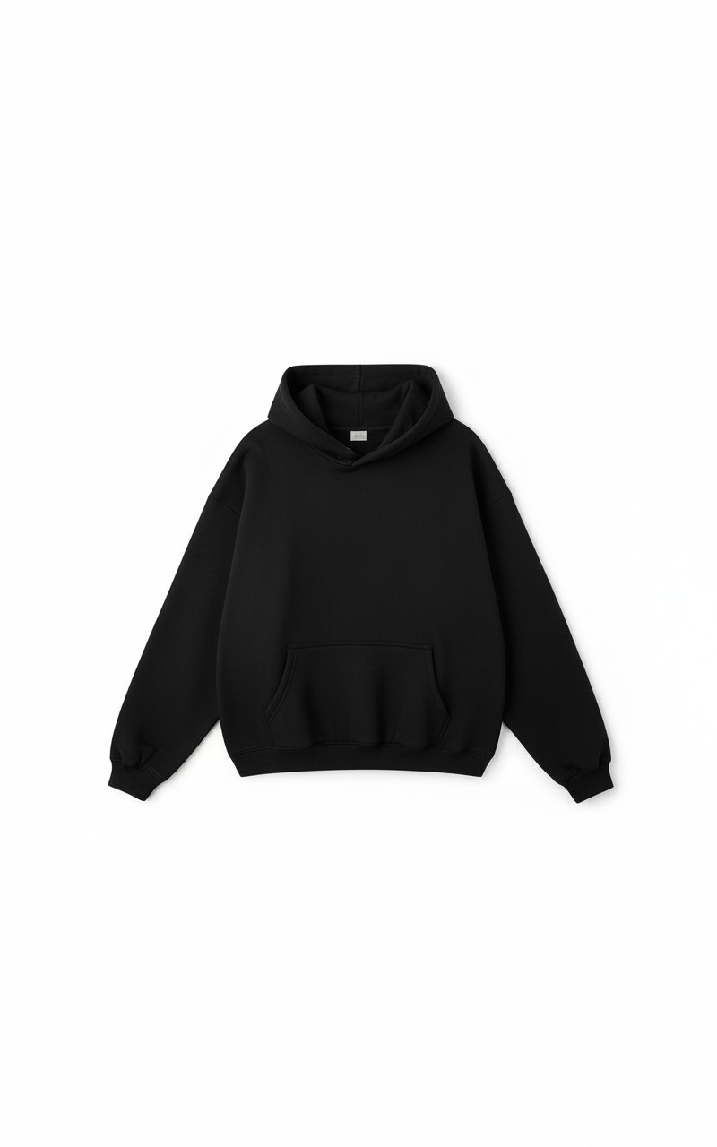 The Essential Black Oversized Hoodie | Premium Heavyweight Blank