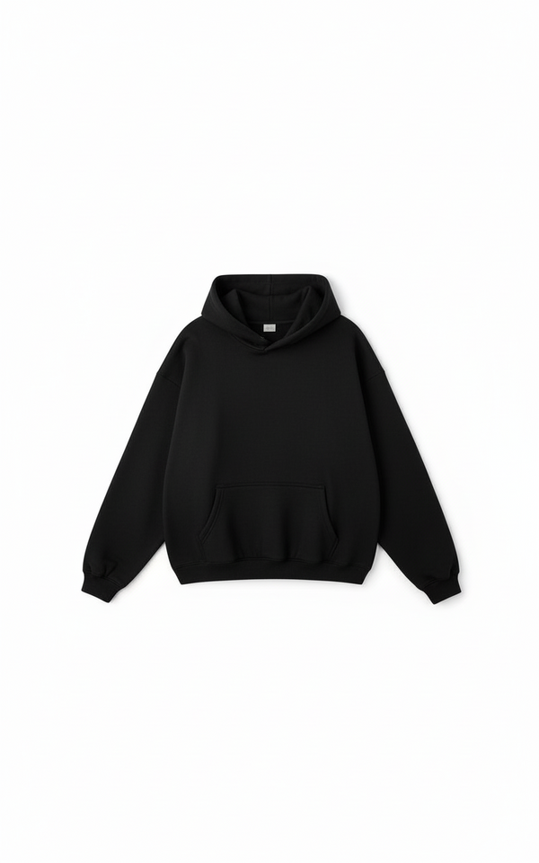 The Essential Black Oversized Hoodie | Premium Heavyweight Blank