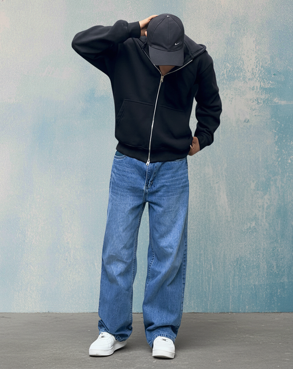 Men’s Premium Dual Zipper Black Hoodie