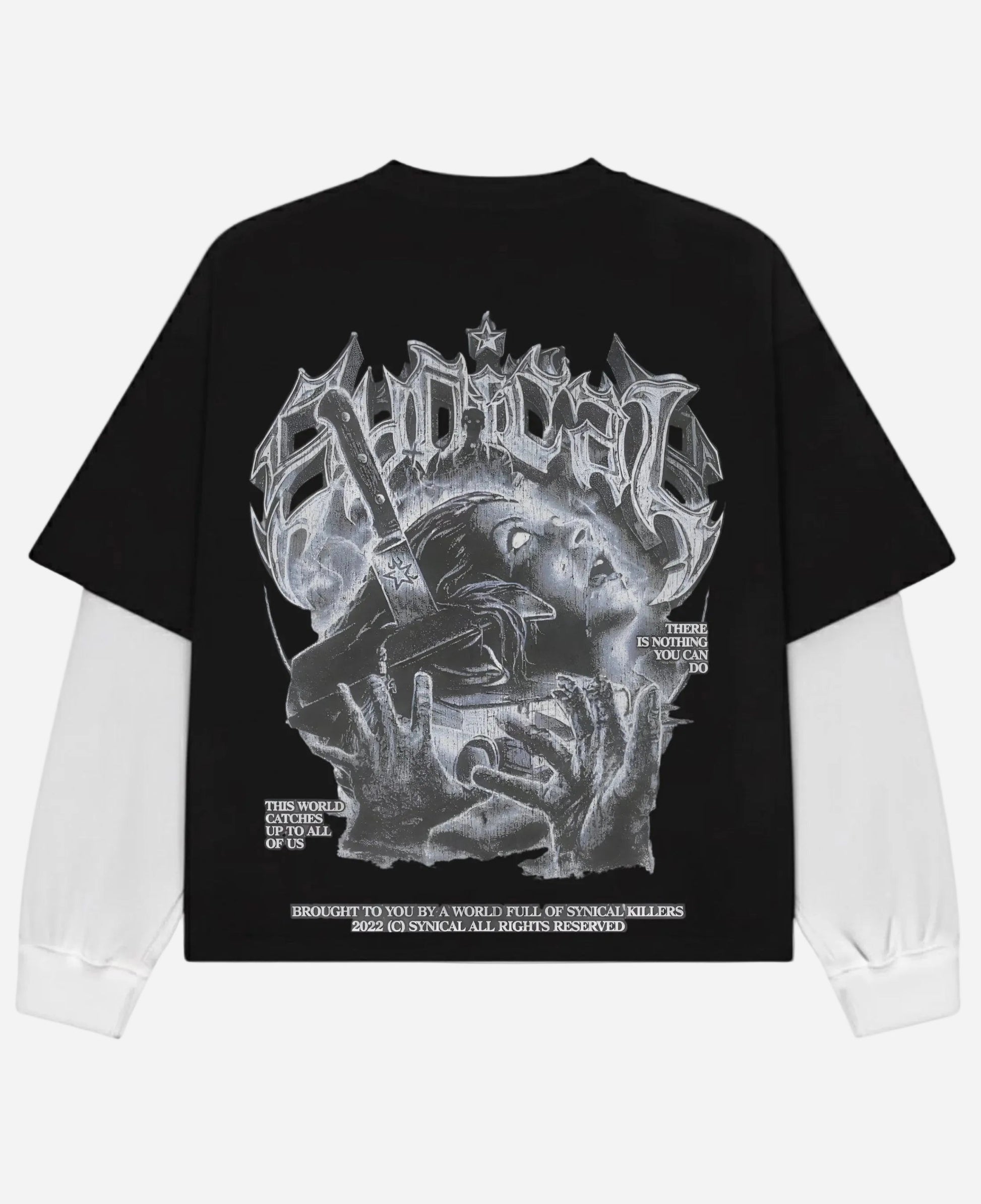 Black With White Sleeve Oversized Tee Back Design