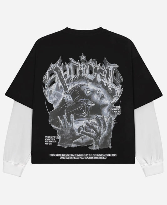 Black With White Sleeve Oversized Tee Back Design