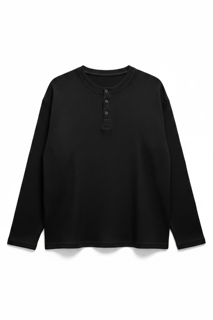 Plain Black Henley Mockup