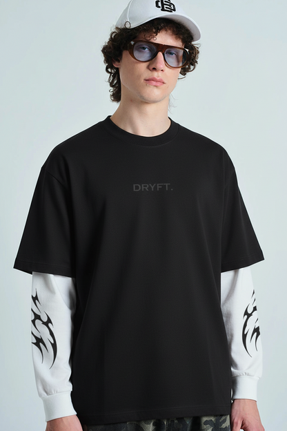 Syndicate Graphic Oversized T-Shirt - Black with Tribal Sleeves